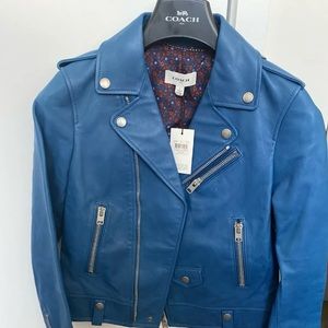 BRAND NEW COACH FLORAL MOTO JACKET SZ 2 Womens Style# 86509 Blue